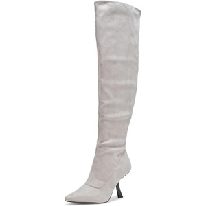 image:imageKARL LAGERFELD Womens Kian Tall Knee High Boot With Stiletto HeelFaux Suede Grey