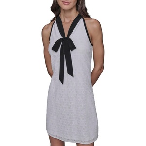 image:imageKARL LAGERFELD Womens Light Contrasting Colors Sleeveless Mini DressSoft WhiteBlack