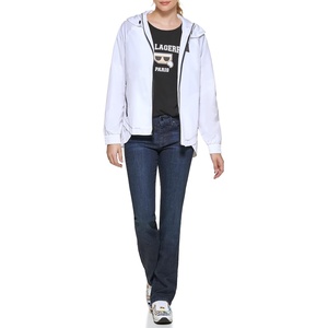 image:imageKARL LAGERFELD Womens Lightweight Logo Track Softshell JacketShort Zip Logo White
