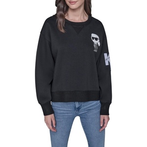 image:imageKARL LAGERFELD Womens Long Sleeve Crew Neck Karl Patch Fleece SweatshirtBlack