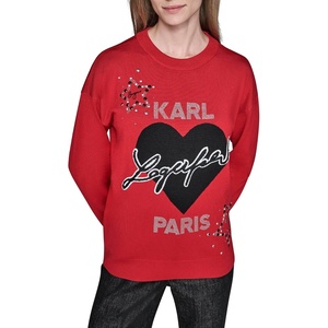 image:imageKARL LAGERFELD Womens Long Sleeve Crew Neck Tattoo Heart SweaterAdmiral Red