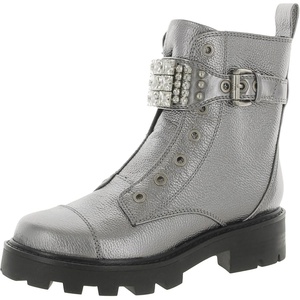 image:imageKARL LAGERFELD Womens Lugsole Maeva Combat Boot With Crystal DetailPewter