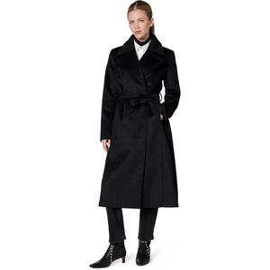 image:imageKARL LAGERFELD Womens Luxe Wool Classic Long Wrap Coat W FurBlack