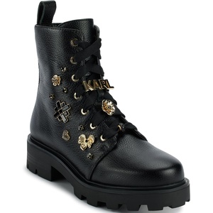 image:imageKARL LAGERFELD Womens Makenzie Lace Up Combat Boot With PinsBlack