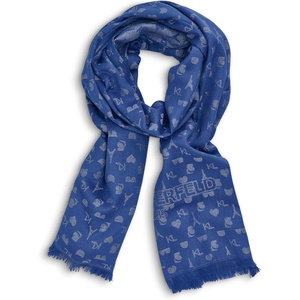 image:imageKARL LAGERFELD Womens Metallic Icon Print Lightweight PashminaElectric Indigo