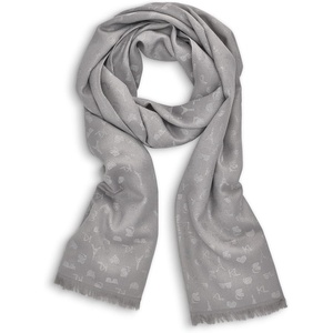 image:imageKARL LAGERFELD Womens Metallic Icon Print Lightweight PashminaGrey