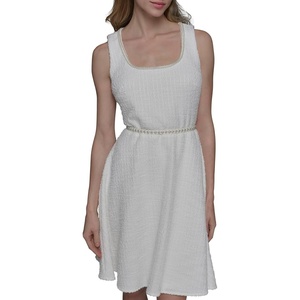image:imageKARL LAGERFELD Womens Mini Scoop Neck a Line DressSoft White