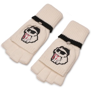 image:imageKARL LAGERFELD Womens Sassy Choupette Flip Top GlovesIvory