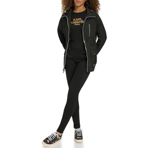 image:imageKARL LAGERFELD Womens Soft Windbreaker Rain Wear Durable 3 Pocket AnorakBlack