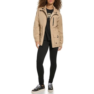 image:imageKARL LAGERFELD Womens Soft Windbreaker Rain Wear Durable 3 Pocket AnorakCamel