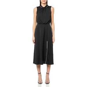 image:imageKARL LAGERFELD Womens Thigh Slit Sleeveless Mock Neck Midi DressBlack