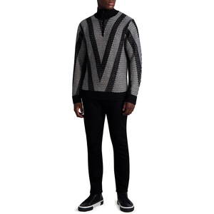 image:imageKARL LAGERFELD mens Jacquard Half Zip SweaterBlackWhite