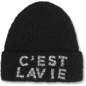 image:imageKarl Lagerfeld Girls Cest Lav Ie Embroidered Fur BeanieBlack