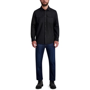 image:imageKarl Lagerfeld Mens Chest Pockets Long Sleeve Mixed Pattern Shirt JacketBlack