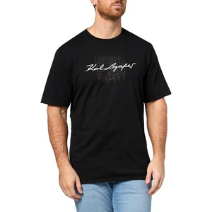 image:imageKarl Lagerfeld Mens Crewneck Short Sleeve Cursive Logo Design Relaxed Fit TShirtBlack