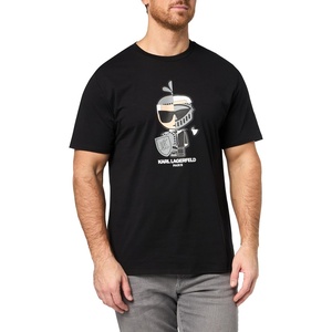 image:imageKarl Lagerfeld Mens Crewneck Short Sleeve Spliced Armor Graphic Design Relaxed Fit TShirtBlack
