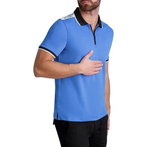 image:imageKarl Lagerfeld Mens Polo Half Zip with Logo Tape Cotton BlendBlue