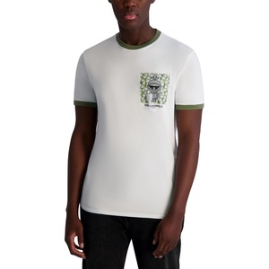 image:imageKarl Lagerfeld Mens Short Sleeve Crewneck Graphic Design TShirtWhtOlv