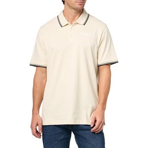 image:imageKarl Lagerfeld Mens Short Sleeve Point Collar Logo Polo Top with Piped TrimNatural