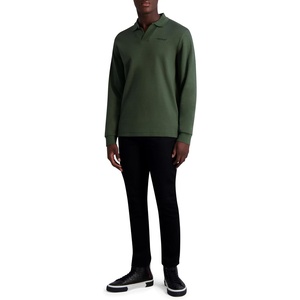 image:imageKarl Lagerfeld Mens Signature Logo Long Sleeve Polo TopOlive