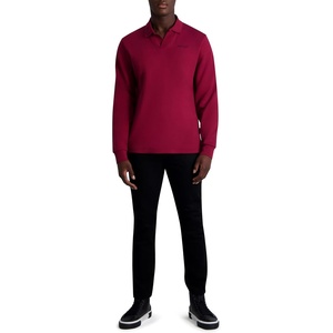 image:imageKarl Lagerfeld Mens Signature Logo Long Sleeve Polo TopWine