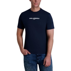 image:imageKarl Lagerfeld Mens Solid Short Sleeve Crewneck Karl Logo TShirtNavy