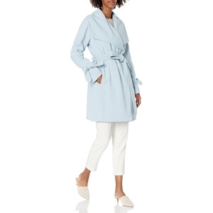 image:imageKarl Lagerfeld Paris Womens Belted Trench CoatCascade Sky Blue