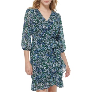 image:imageKarl Lagerfeld Paris Womens Essential Dresses  Floral Print Womens Dresses with  SleevesBlkBl Ynder Mlti
