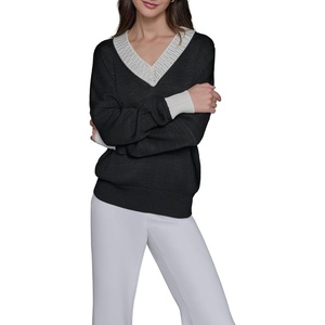 image:imageKarl Lagerfeld Paris Womens Low VNeck SweaterBlack