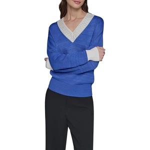 image:imageKarl Lagerfeld Paris Womens Low VNeck SweaterElctrc Indigo