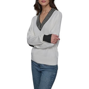 image:imageKarl Lagerfeld Paris Womens Low VNeck SweaterSoft White