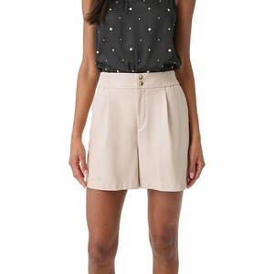 image:imageKarl Lagerfeld Paris Womens Pleated PU Faux Leather ShortsBone