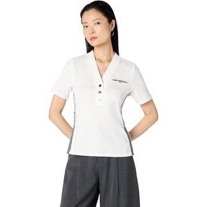 image:imageKarl Lagerfeld Womens Athleisure Comfortable Logo Tape Sporty TopSoft White