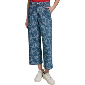 image:imageKarl Lagerfeld Womens Bow Jacquard Wide Leg PantsMedium Indigo