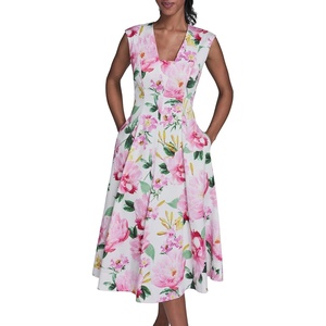 image:imageKarl Lagerfeld Womens Bright Printed Floral Midi DressSoft White Multi