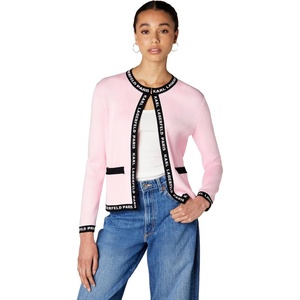 image:imageKarl Lagerfeld Womens Cardigan Sweater with Classic Karl Logo TrimBallet SlipperPink