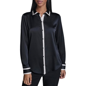 image:imageKarl Lagerfeld Womens Collared Long Sleeve BlouseBlackBisque