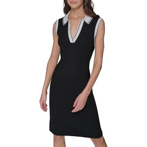 image:imageKarl Lagerfeld Womens Collared Sleeveless V Neck Sweater DressBlack