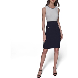 image:imageKarl Lagerfeld Womens Contrast Knit Sleeveless Mini DressSoft WhiteMarine