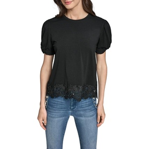 image:imageKarl Lagerfeld Womens Delicate Layering Essential Blouse with Lace DetailBlack