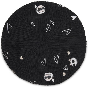 image:imageKarl Lagerfeld Womens Embroidered Karl Hearts BeretBlack