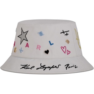 image:imageKarl Lagerfeld Womens Hearts and Stars Bucket HatWhite