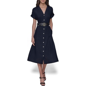 image:imageKarl Lagerfeld Womens Light Collared Short Sleeve Midi DressMarine