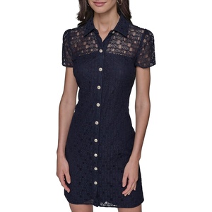 image:imageKarl Lagerfeld Womens Light Collared Short Sleeve Mini DressMarine