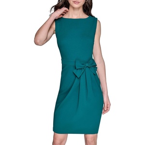 image:imageKarl Lagerfeld Womens Lined Arm Trim Scuba Crepe Sheath DressEvergreen