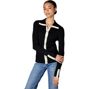 image:imageKarl Lagerfeld Womens Long Sleeve Collared Gold Buttons Essential SweaterBlackBirch
