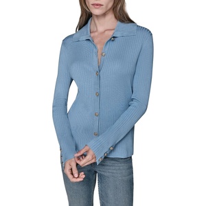 image:imageKarl Lagerfeld Womens Long Sleeve Collared Gold Buttons Essential SweaterGlacier