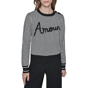 image:imageKarl Lagerfeld Womens Long Sleeve Crew Neck Amour SweaterSoft WhiteBlack