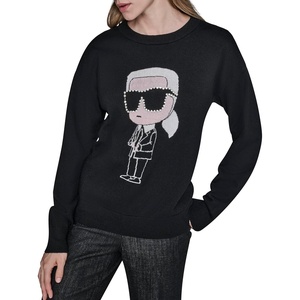 image:imageKarl Lagerfeld Womens Long Sleeve Crew Neck Cool Karl SweaterBlack