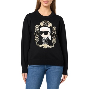 image:imageKarl Lagerfeld Womens Long Sleeve Crew Neck Karl Baroque SweaterBlack